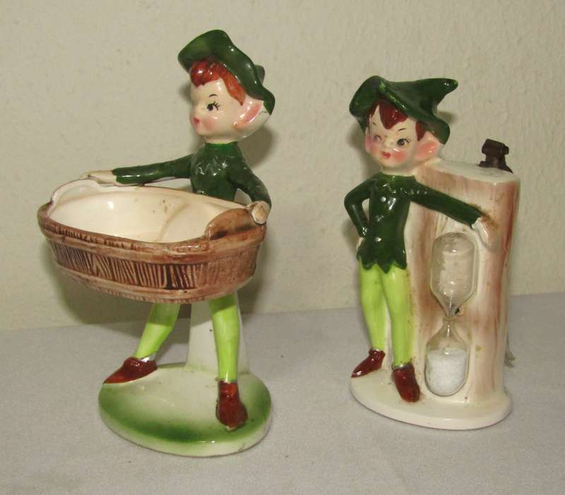 Pair of Vintage Ceramic Kitchen Elves by Enesco, Japan
