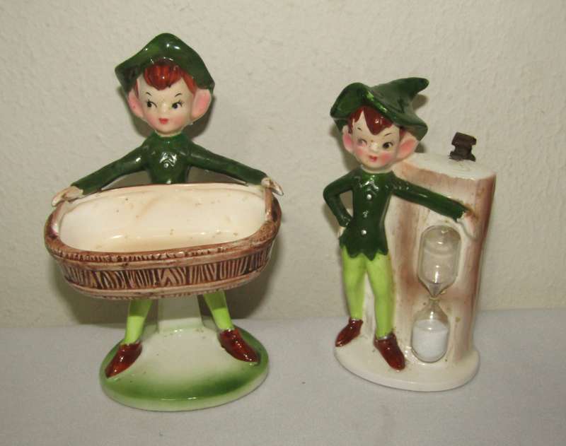 Pair of Vintage Ceramic Kitchen Elves by Enesco, Japan
