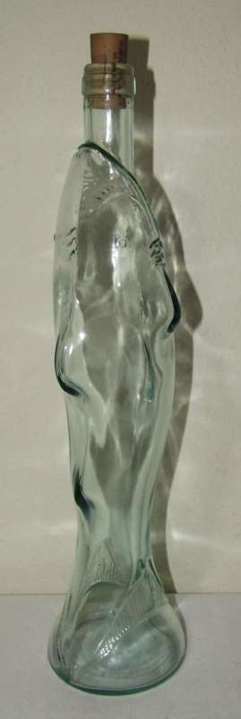 Vintage Clear Glass Wine Bottle Shaped Like a Shark, Made in Italy