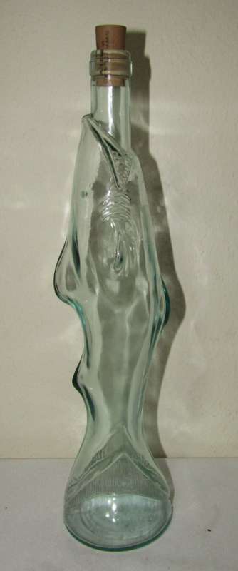 Vintage Clear Glass Wine Bottle Shaped Like a Shark, Made in Italy