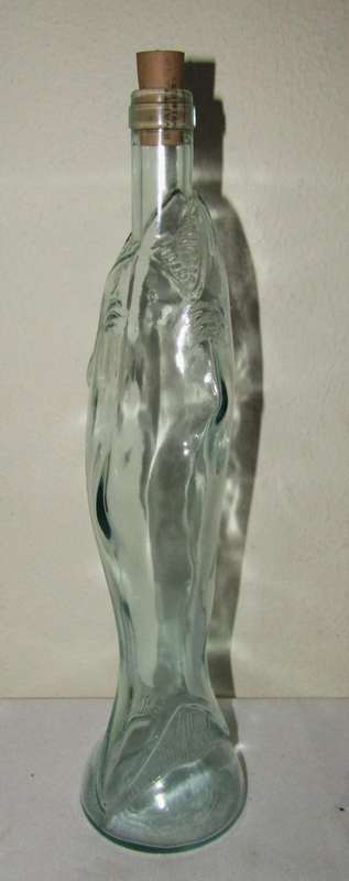 Vintage Clear Glass Wine Bottle Shaped Like a Shark, Made in Italy