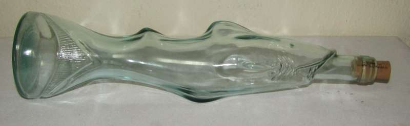 Vintage Clear Glass Wine Bottle Shaped Like a Shark, Made in Italy