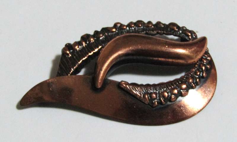 Vintage Mid-Century Modern Copper Brooch Pin (1950s-1970s)