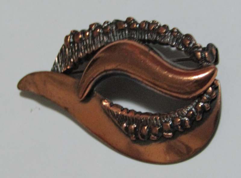 Vintage Mid-Century Modern Copper Brooch Pin (1950s-1970s)