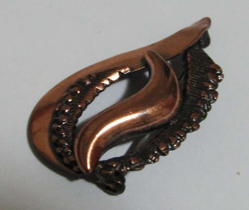 Vintage Mid-Century Modern Copper Brooch Pin (1950s-1970s)