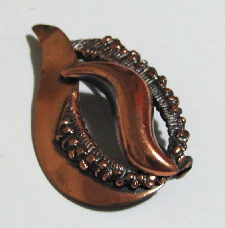 Vintage Mid-Century Modern Copper Brooch Pin (1950s-1970s)