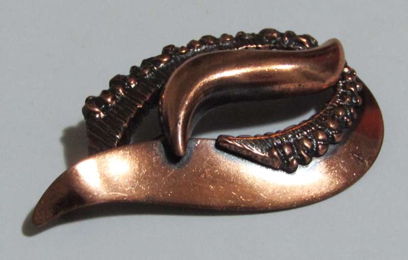 Vintage Mid-Century Modern Copper Brooch Pin (1950s-1970s)