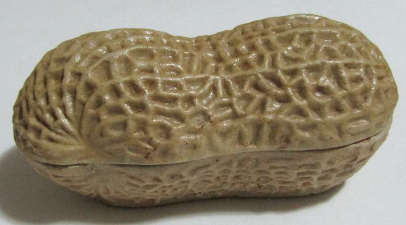 Vintage Peanut-Shaped Ceramic Trinket Box with Kangxi Mark