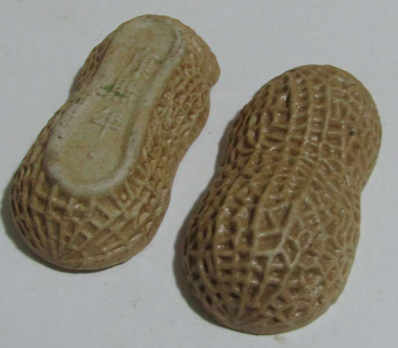 Vintage Peanut-Shaped Ceramic Trinket Box with Kangxi Mark