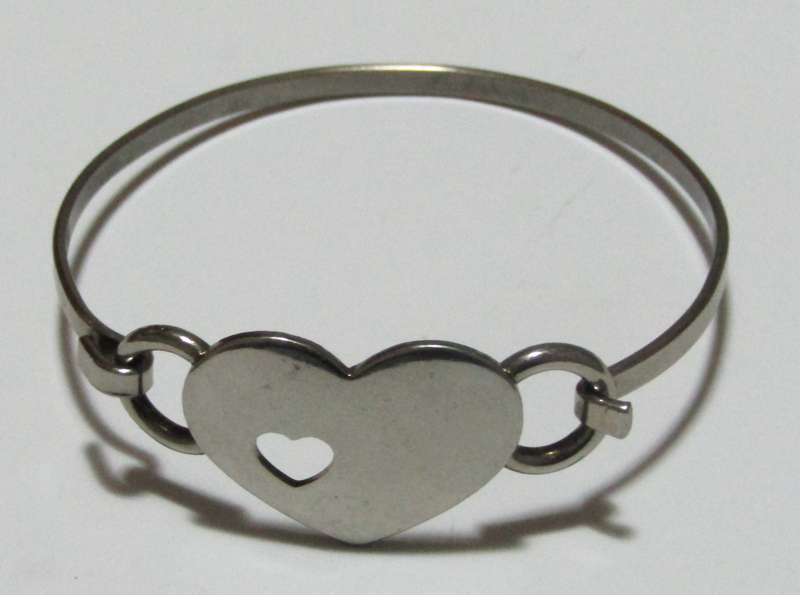Vintage Pierced Heart Stainless Steel Bangle