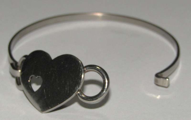 Vintage Pierced Heart Stainless Steel Bangle