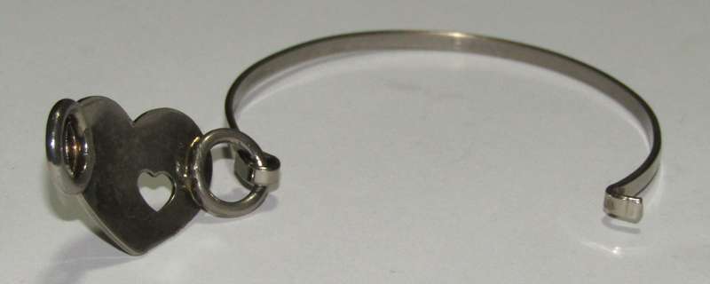 Vintage Pierced Heart Stainless Steel Bangle