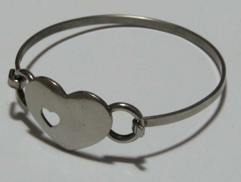 Vintage Pierced Heart Stainless Steel Bangle