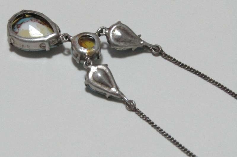 Vintage Silver-Tone Turquoise Pendant Necklace