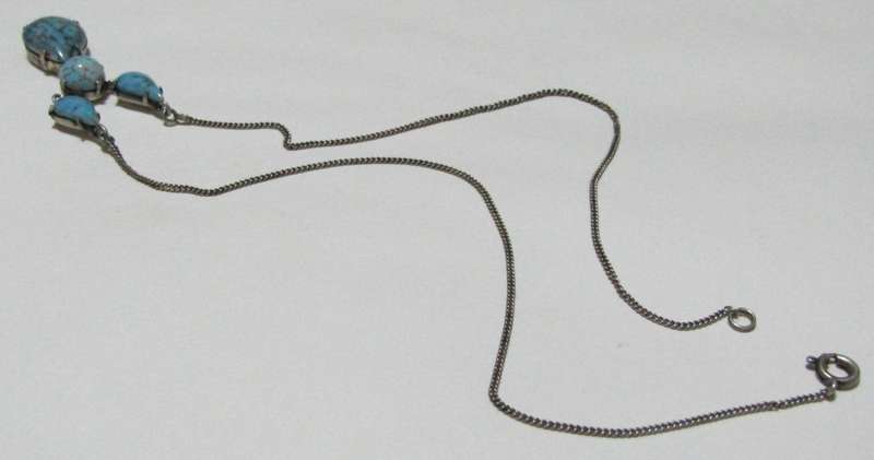 Vintage Silver-Tone Turquoise Pendant Necklace