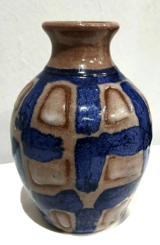 Signed Studio Pottery Vase | South African 1996 | Cobalt Blue Modernist Glaze | MM Monogram