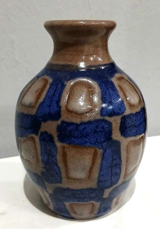 Signed Studio Pottery Vase | South African 1996 | Cobalt Blue Modernist Glaze | MM Monogram