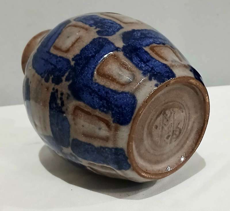 Signed Studio Pottery Vase | South African 1996 | Cobalt Blue Modernist Glaze | MM Monogram