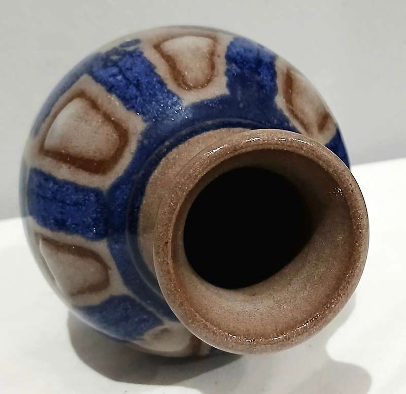 Signed Studio Pottery Vase | South African 1996 | Cobalt Blue Modernist Glaze | MM Monogram