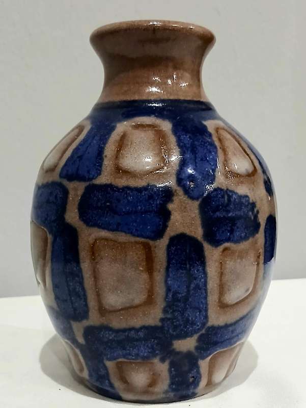 Signed Studio Pottery Vase | South African 1996 | Cobalt Blue Modernist Glaze | MM Monogram