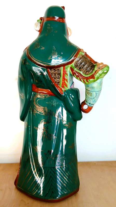 Guan Yu Porcelain Warrior Figure | Authentic Shiwan Ware | Vintage Chinese God of War (40cm)