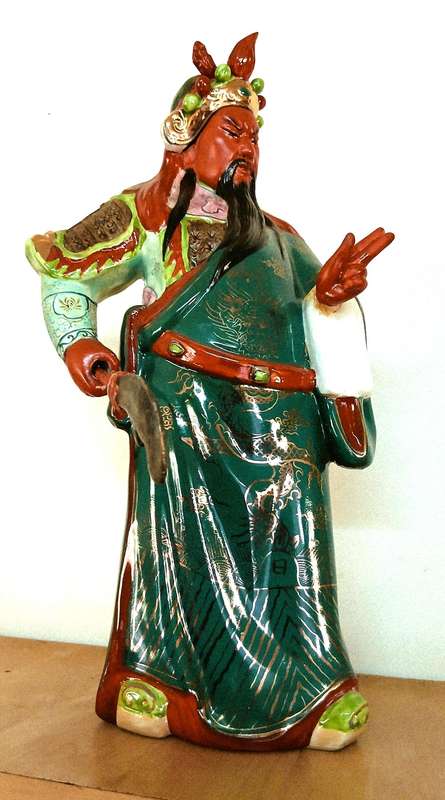 Guan Yu Porcelain Warrior Figure | Authentic Shiwan Ware | Vintage Chinese God of War (40cm)