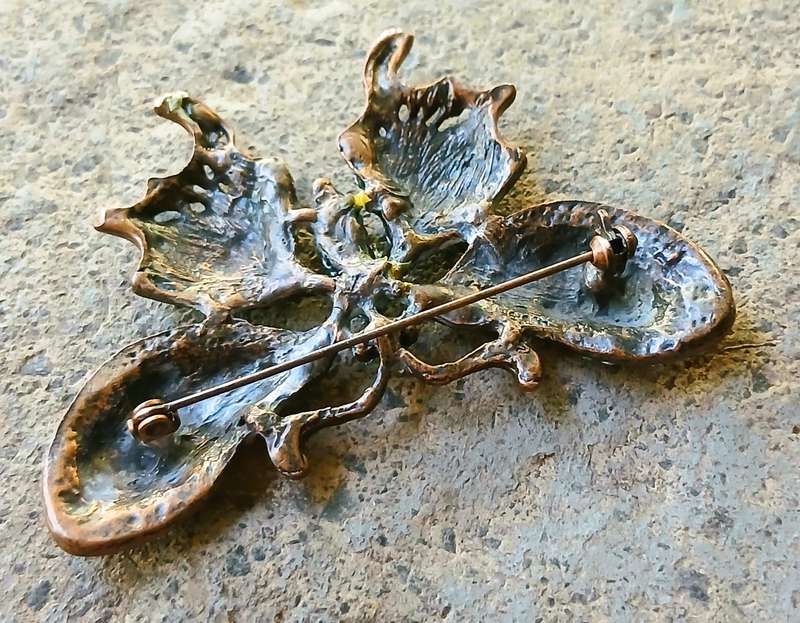 Vintage Copper-Tone Butterfly Brooch | Blue Enamel & Crystal Wings | Eye-Catching Statement Pin