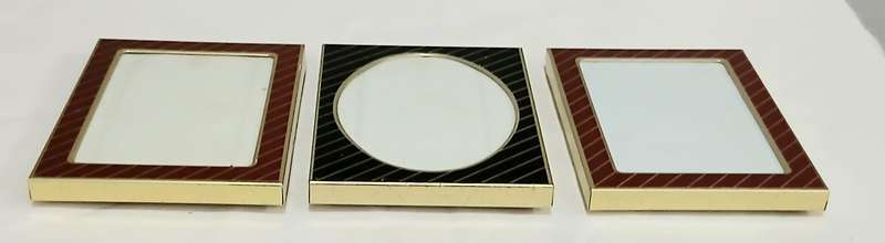 Set of 3 Retro Picture Frames | 1970s Gold-Tone Metal | Two Red Rectangular & One Black Oval