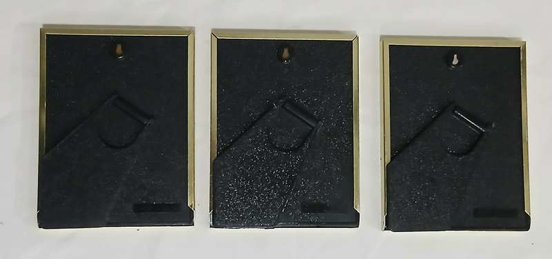 Set of 3 Retro Picture Frames | 1970s Gold-Tone Metal | Two Red Rectangular & One Black Oval