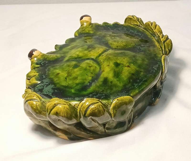 Vintage Shiwan Pottery Crab Wall Pocket Planter | Hand-Glazed Chinese Ceramic | Estate Piece