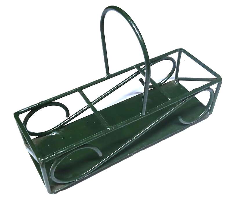 Rustic Metal Table Caddy | Upcycled Green Cutlery Holder or Planter | Farmhouse Outdoor Decor