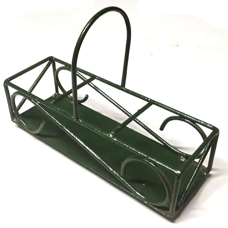 Rustic Metal Table Caddy | Upcycled Green Cutlery Holder or Planter | Farmhouse Outdoor Decor