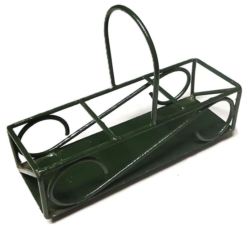 Rustic Metal Table Caddy | Upcycled Green Cutlery Holder or Planter | Farmhouse Outdoor Decor