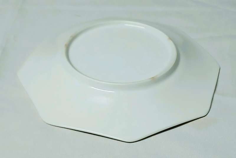Octagonal Japanese Porcelain Display Plate with Peony & Bird Design  Unmarked, Eiwa Kinsei Style