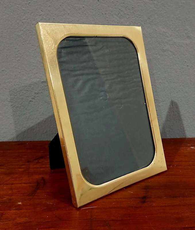 Vintage 1980s Brass Standing Frame | Satin Backed Elegance