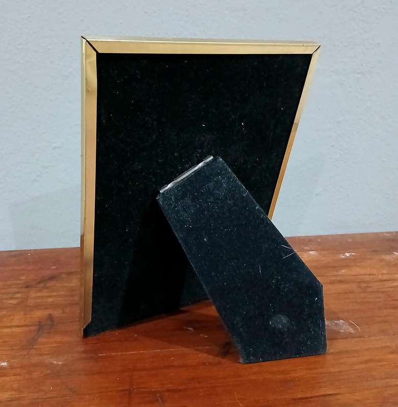 Vintage 1980s Brass Standing Frame | Satin Backed Elegance