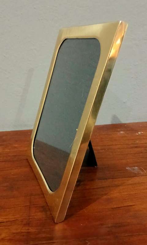 Vintage 1980s Brass Standing Frame | Satin Backed Elegance