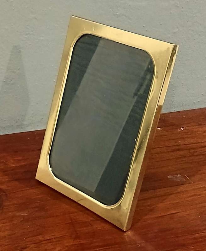 Vintage 1980s Brass Standing Frame | Satin Backed Elegance
