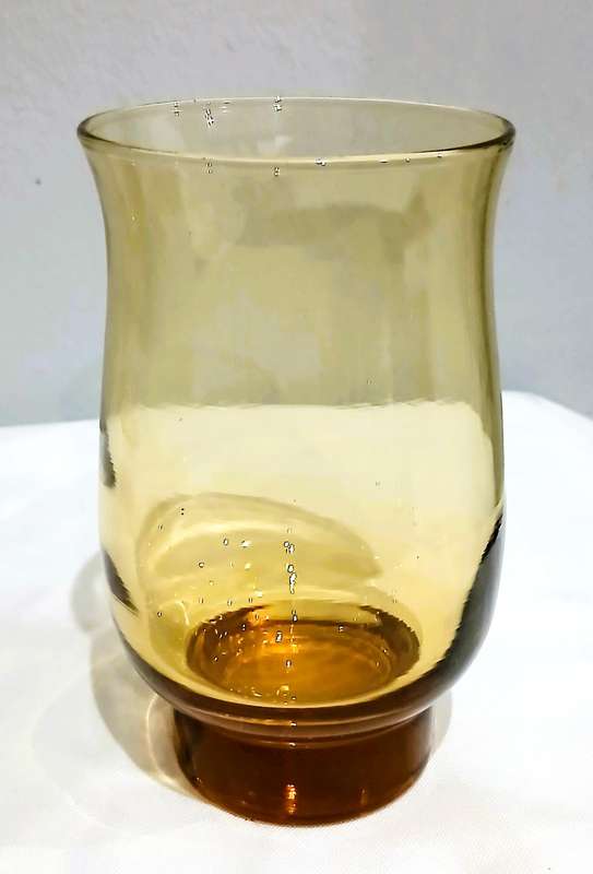 Vintage Amber Glass Tumblers | Set of 6 | Mid-Century Style with Bubbles | c1970