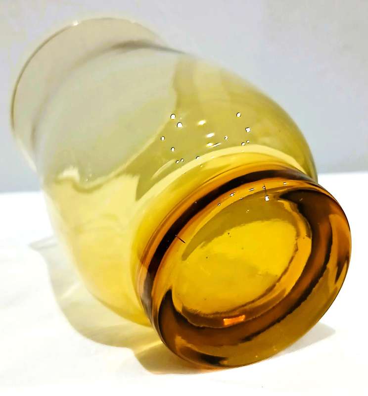 Vintage Amber Glass Tumblers | Set of 6 | Mid-Century Style with Bubbles | c1970