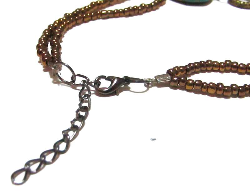 Vintage Brass-Tone Pendant Necklace | Hand-Made with Turquoise Beads & Simulated Stone