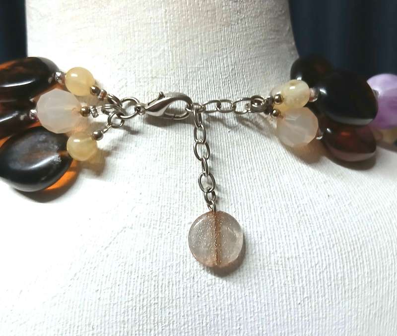 Vintage Chunky Lucite Bead Necklace | Three-Strand Pastel & Amber Tones | Bold Statement Style