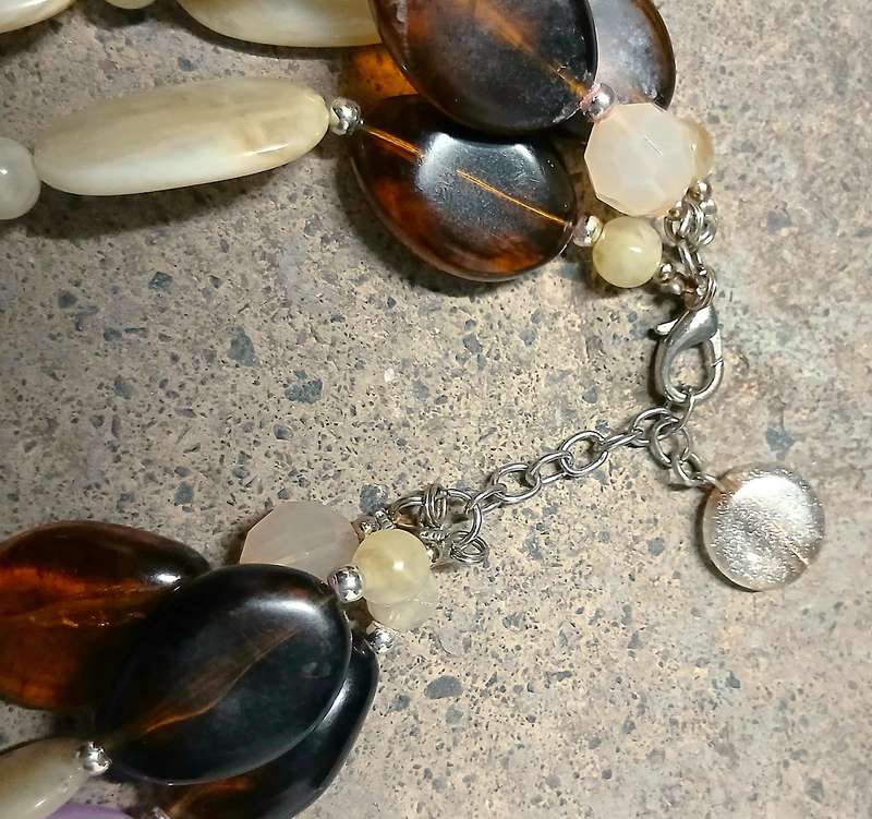 Vintage Chunky Lucite Bead Necklace | Three-Strand Pastel & Amber Tones | Bold Statement Style