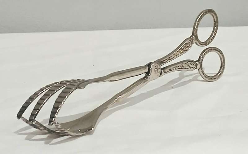 Vintage EP Zinc Bird Claw Tongs | Ornate Handles | 23cm Serving Utensil