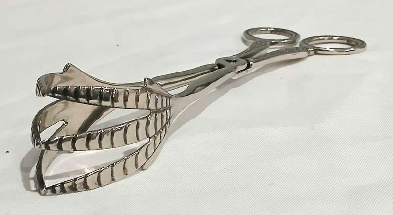 Vintage EP Zinc Bird Claw Tongs | Ornate Handles | 23cm Serving Utensil