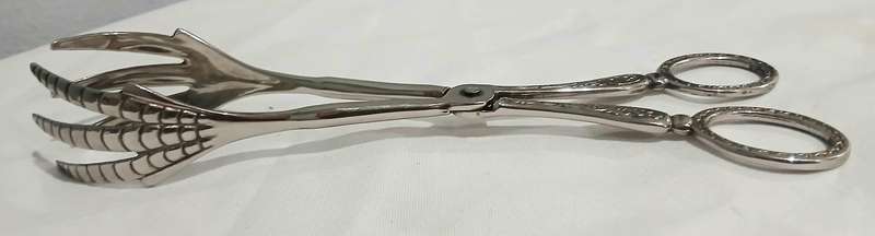 Vintage EP Zinc Bird Claw Tongs | Ornate Handles | 23cm Serving Utensil