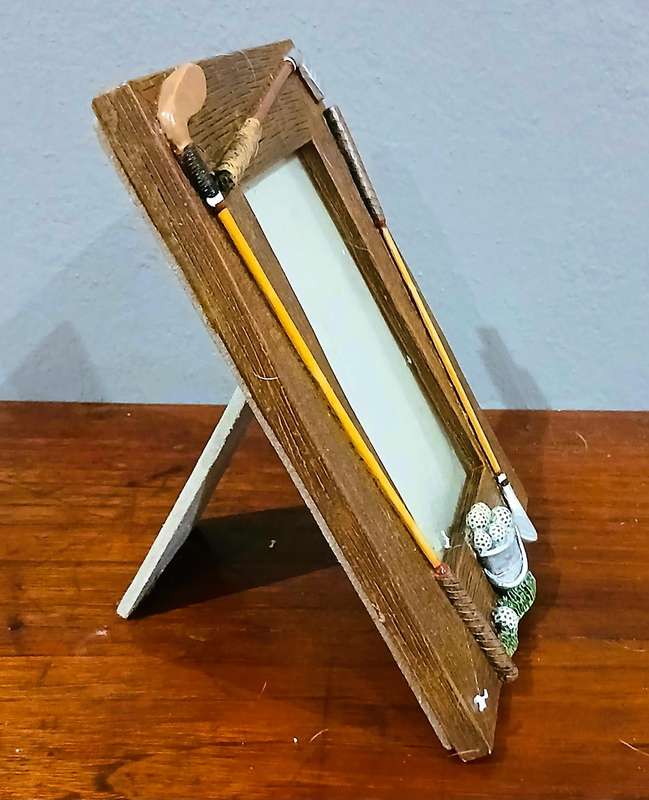 Vintage Golf Themed Standing Frame|HandPainted Clubs & Bucket of Balls