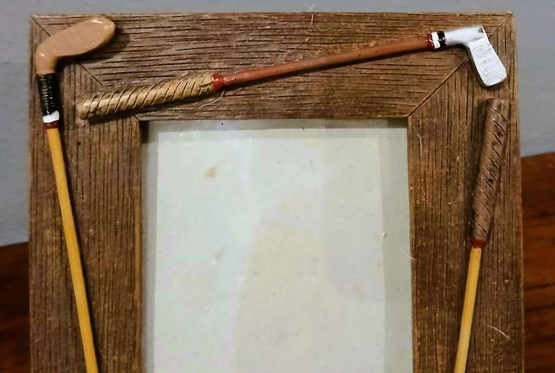Vintage Golf Themed Standing Frame|HandPainted Clubs & Bucket of Balls