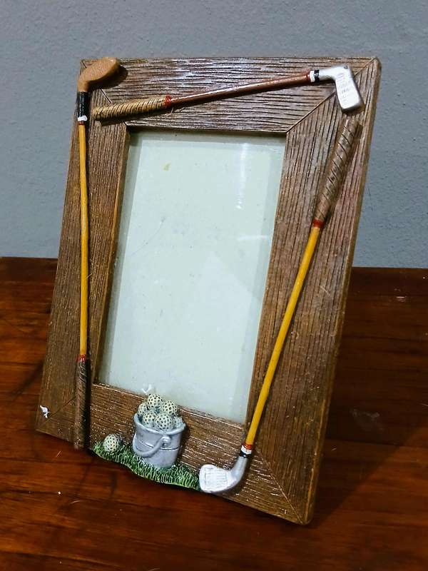 Vintage Golf Themed Standing Frame|HandPainted Clubs & Bucket of Balls