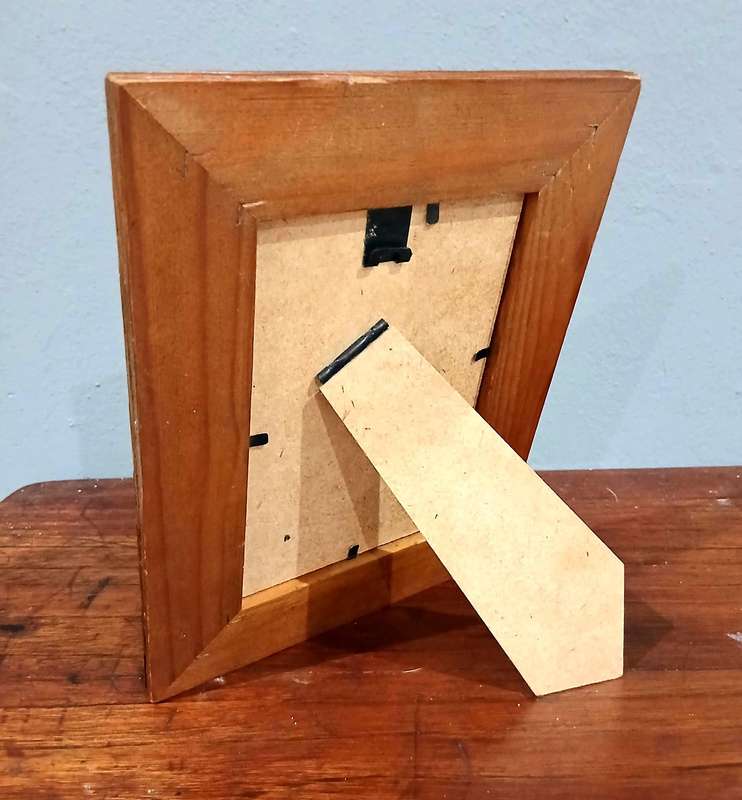 Vintage Hand-Carved Wooden Standing Frame | Natural Grain & Linear Detail,,,